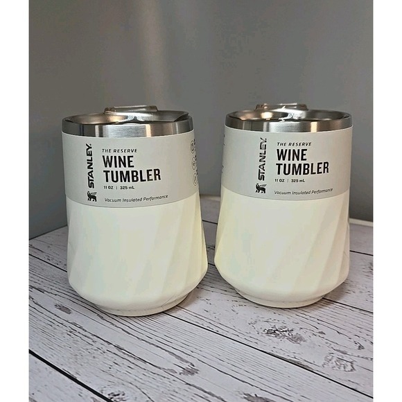 Stanley 11 oz Stainless Steel Swirl Wine Tumbler Cream Gloss - Set of 2 - Picture 1 of 5